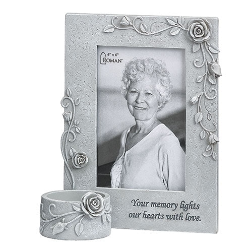 Memorial photo frame with candle