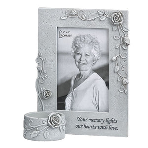 Memorial photo frame with candle